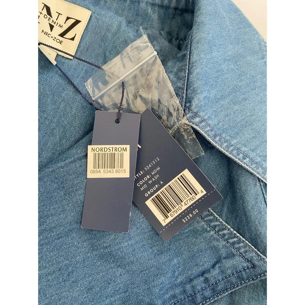 Nic + Zoe Denim Jacket Size MED Old Money Preppy Beach Boho Classic - Picture 8 of 16